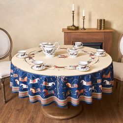 СКАТЕРТЬ КРУГЛАЯ "PASSAGE" 220СМ ,БЕЖЕВЫЙ, 100% ХЛОПОК,ТВИЛ,ПРОПИТКА