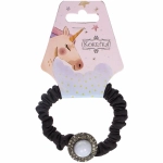 Резинка для волос 1шт «Франка», цвет черный, жемчужинка, d-5,5см