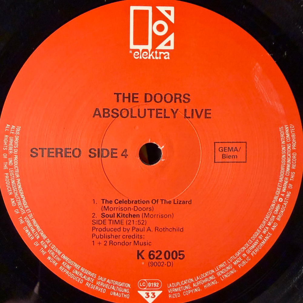The Doors ‎– Absolutely Live 2LP (Германия 1984г.)