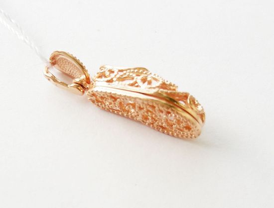 Подвеска Тапочка святого Спиридона. Ажурная. Позолота._3