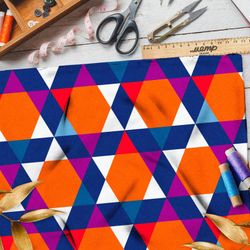 Ткань футер 2-х нитка яркая графическая абстракция