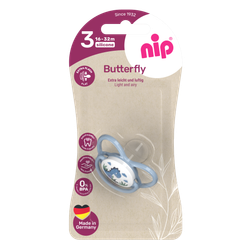 NIP Соска пустышка, силикон, размер 3 "Butterfly" Дино (16-32 мес) 1 шт