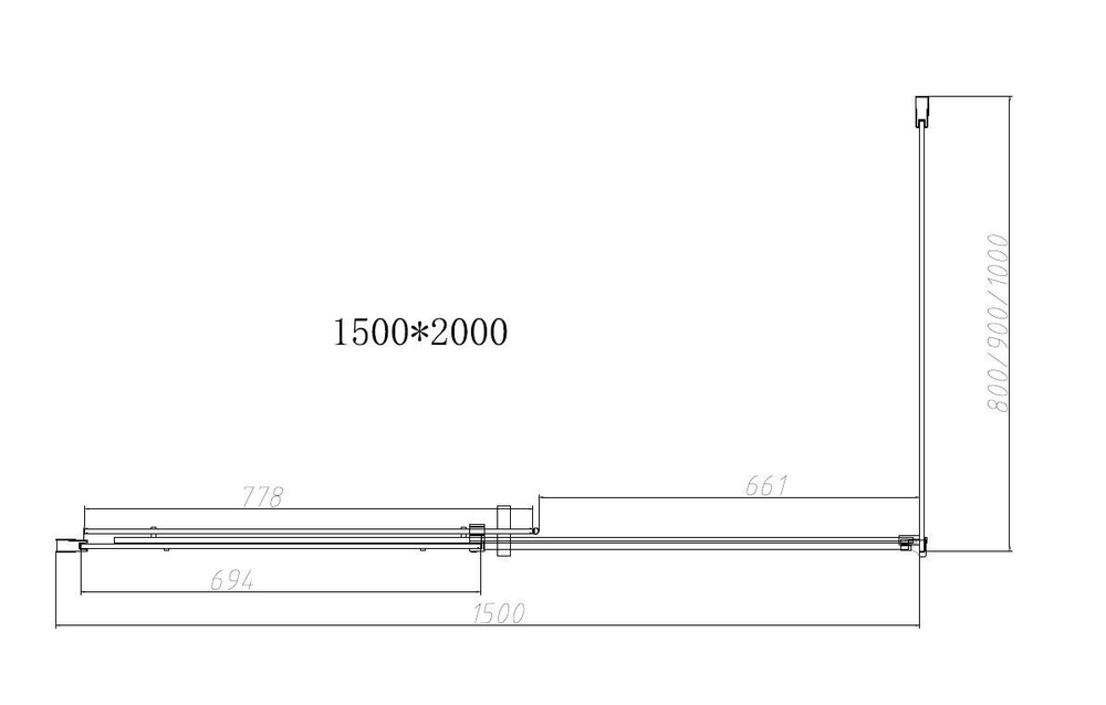 Душевой уголок Dice VSR-4D1015CLB, 1500*1000, черный, стекло прозрачное, , шт