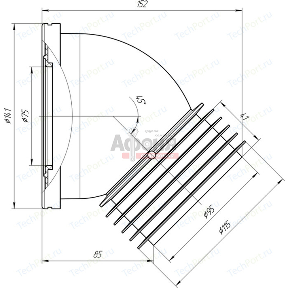 Труба фановая 110*45 град короткая W4228 АНИ пласт