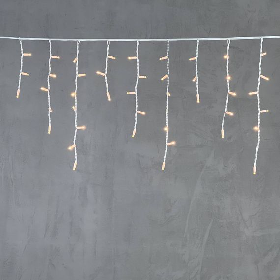 Светодиодная бахрома с колпачком 3,1*0,5 м., 120 экстра теплых белых LED ламп, каучуковый белый провод, LTC (LL120-8-2EWW)