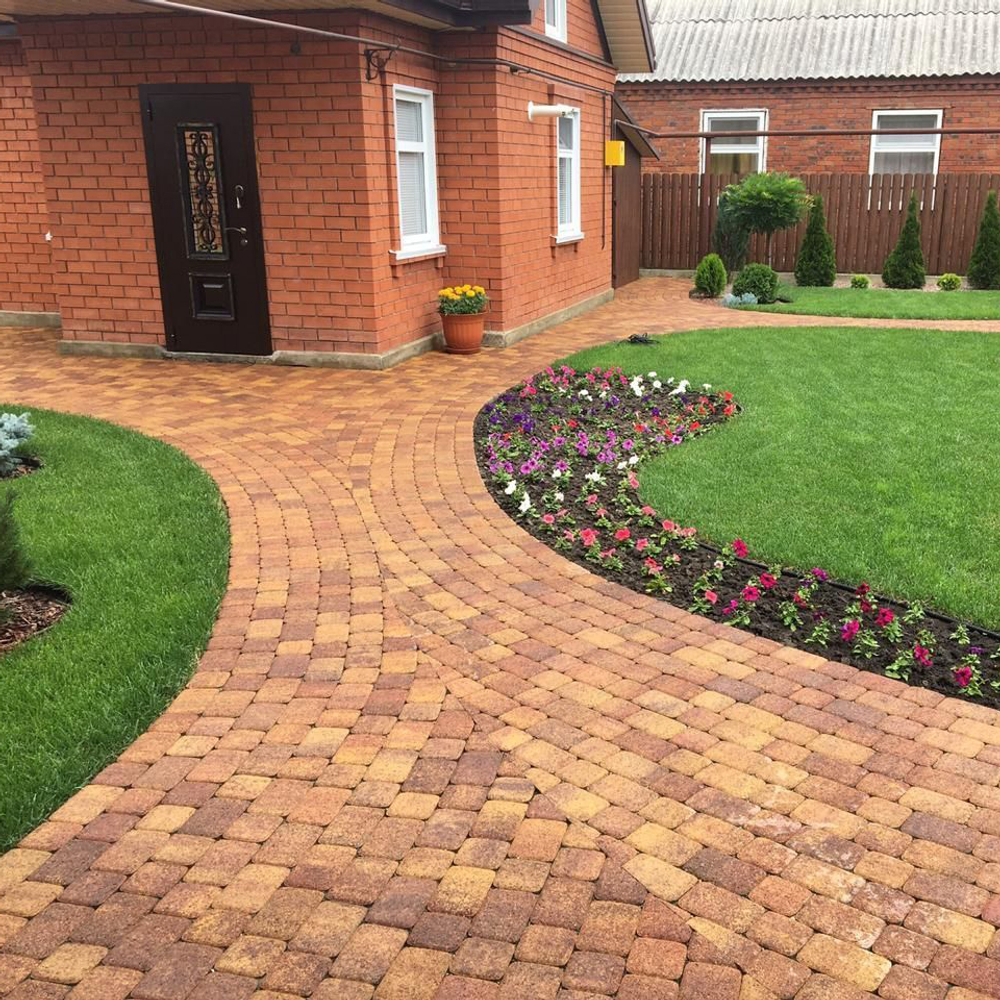 Тротуарная плитка КЛАССИКО - Листопад гранит Осень, комплект из 2 видов плит