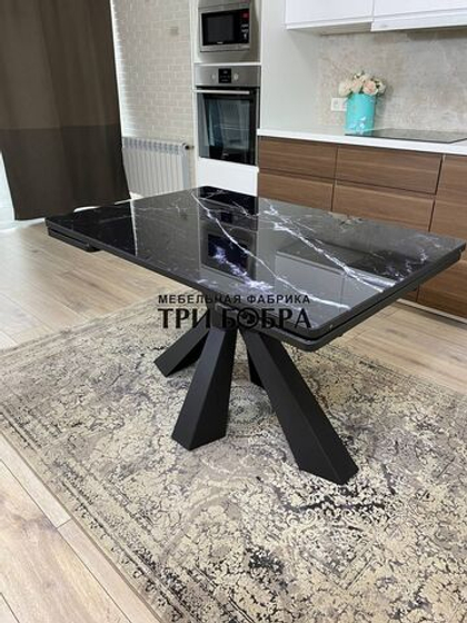 Кухонный раздвижной стол "Спайдер", чёрный мрамор