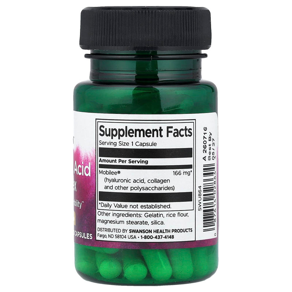Swanson, Комплекс гиалуроновой кислоты, 166 мг, 60 капсул