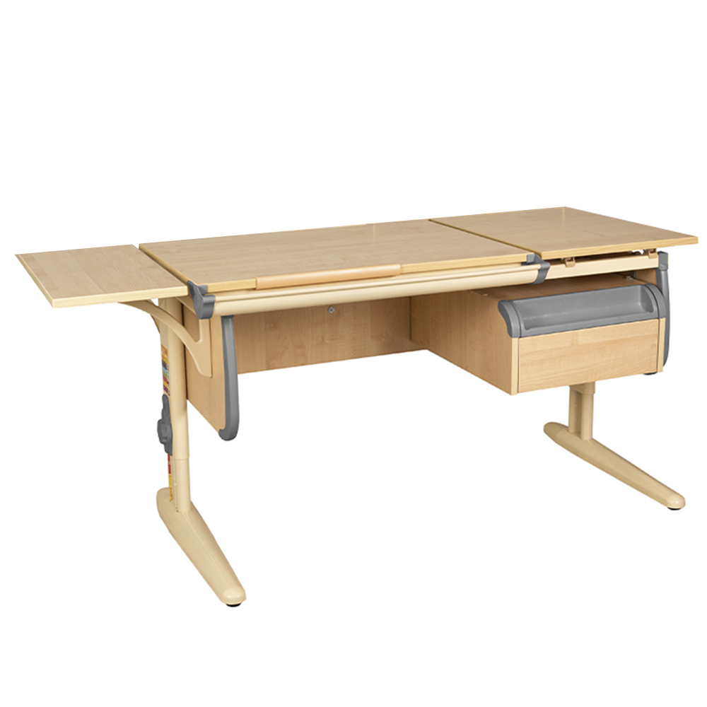 Растущая парта с навесной тумбой и короткой боковой полкой Дэми СУТ 25-04-БК1 (1500×610 мм)