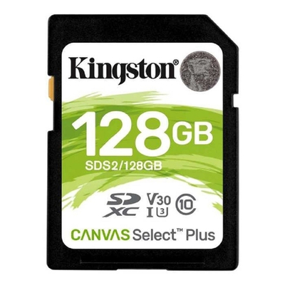 Карта памяти SecureDigital 128Gb Kingston SDS2 / 128GB (SDXC Class 10 UHS-I U3 Canvas Select Plus)