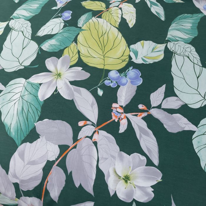 Комплект постельного белья на резинке Делюкс Сатин 100% хлопок «Зеленый сад»