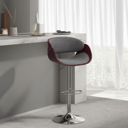 Барный стул LANDO (mod.4036) металл/дерево/ткань, 59х51х93-114 см, высота сиденья 62-83 см, серый/орех/хром, Aimcasa 28