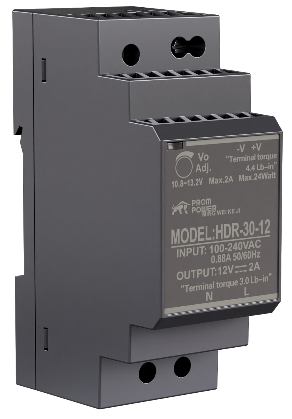 Источник питания PROMPOWER HDR-30-12, на вых. 12 В DC, 2А, 24Вт. Вх. 85-264В AC (120-370 В DC)