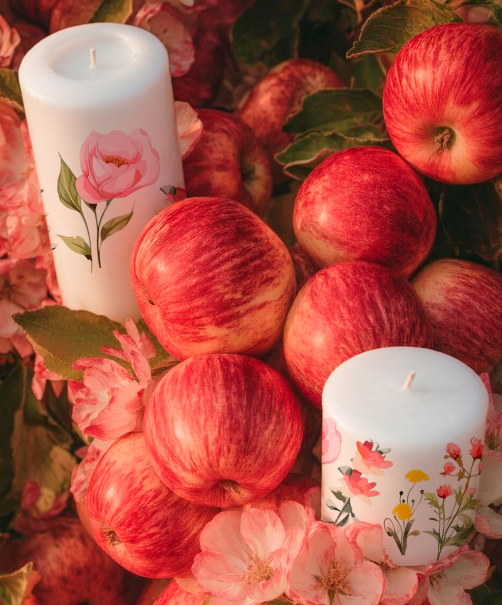 Трансфер переводной - декаль для свечей и гипса цветочки 019