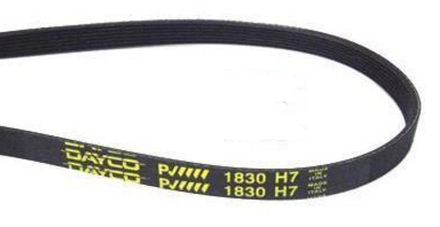 Ремень 1830 H7 PV Dayco для стиральной машины Whirlpool (Вирпул) 1835мм черный, желтая надпись