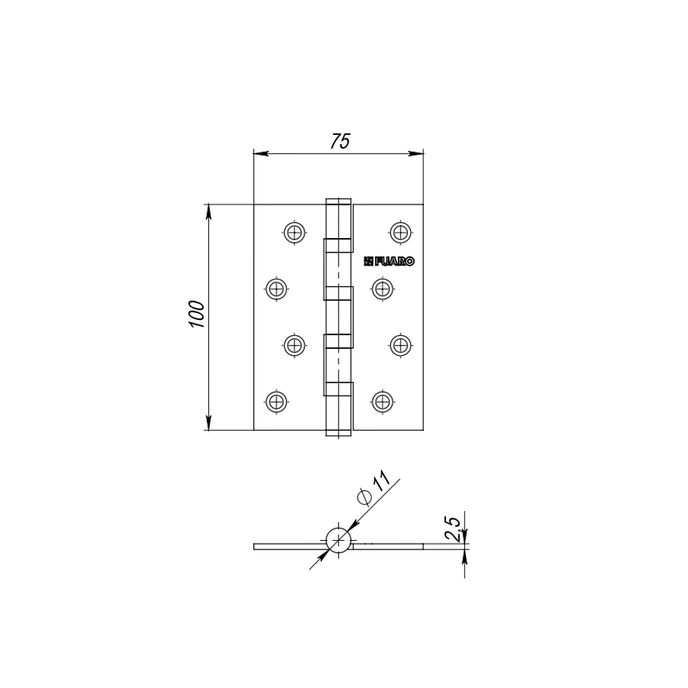 Петля врезная универсальная 100x75x2,5 4BB Fuaro