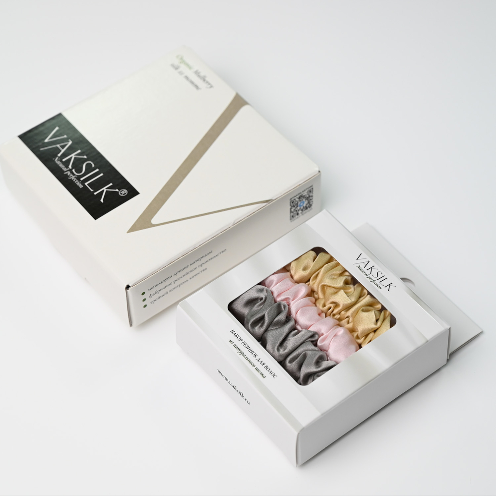 Набор резинок для волос "Medium" | серый, розовый, золотистый