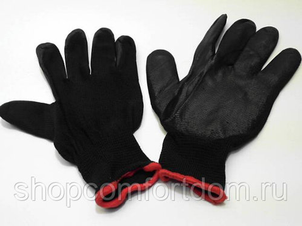 Перчатки нейлоновые Стекольщика с Черным латексным покрытием (12шт/уп)(960шт/меш)