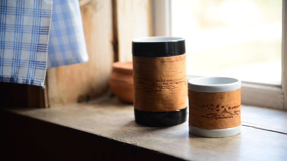 Малая фарфоровая пиала или миска для завтрака с берестой. Коллекция Чеховская или Мелиховская