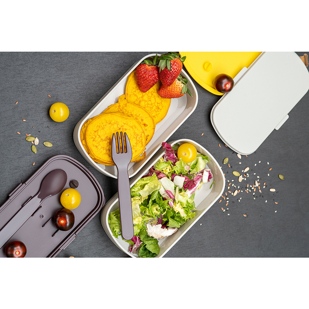 Ланч-бокс с приборами 1л Smart Solutions Food Time серый