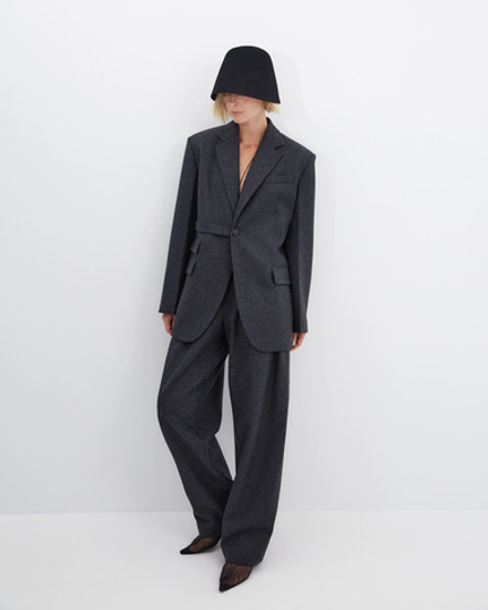 Брюки с защипами из шерсти Диор Кутюр темно-серый