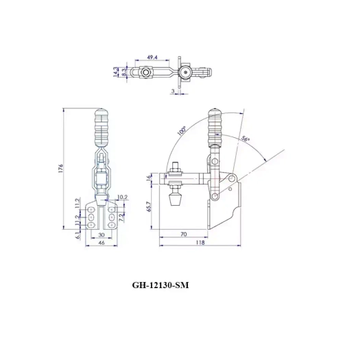 Зажим с горизонтальной ручкой Woodwork GH-201-BSM