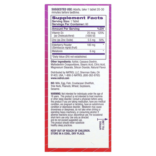 Natrol, Sleep + Immune Health, ягодная смесь, 60 таблеток