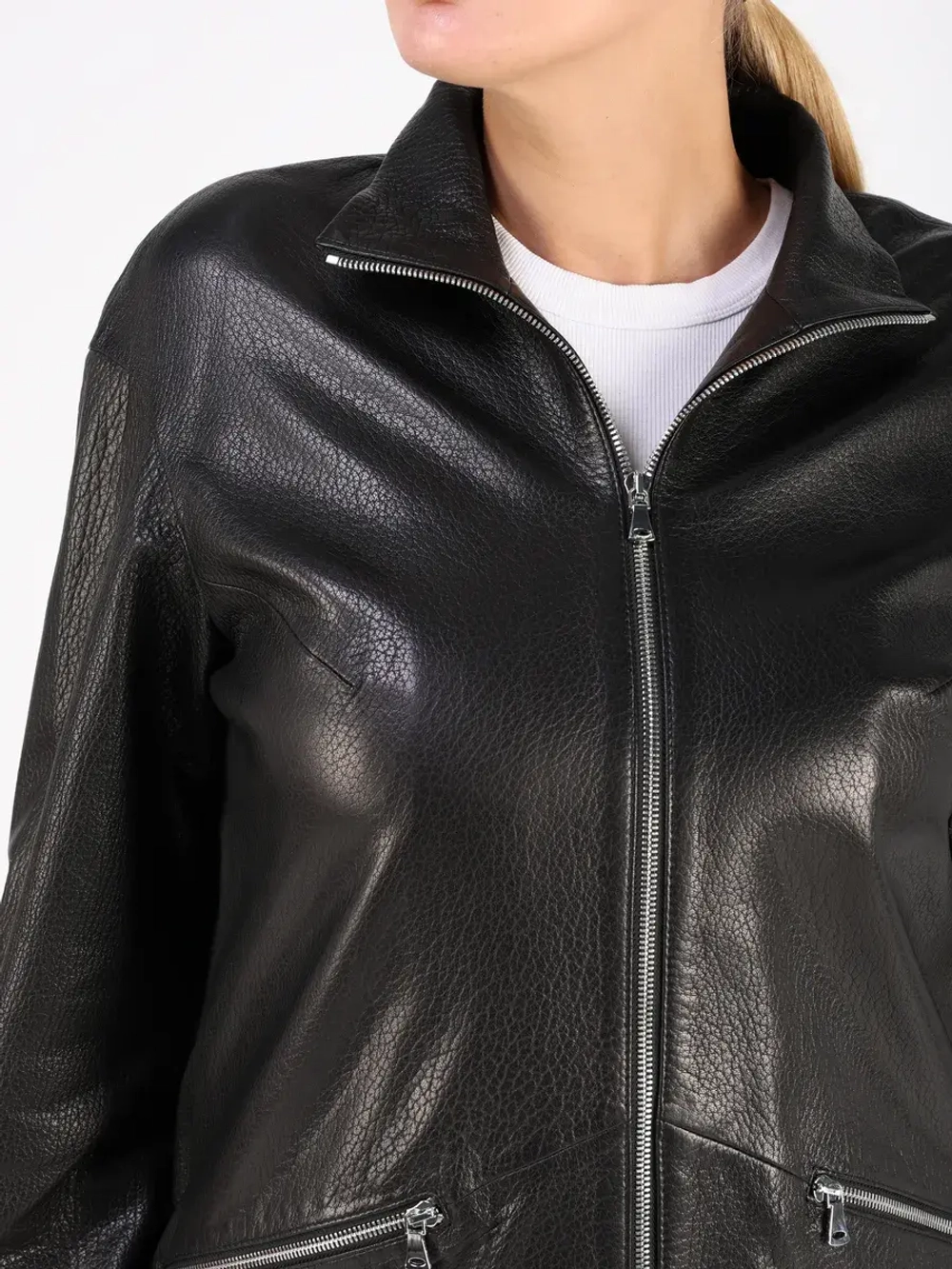 Кожаная куртка демисезонная длинная