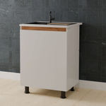 Кухня Валенсия 260 см со столешницей (8 модулей) / белый ЛДСП, массив дуба