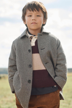 ZARA ПАЛЬТО ИЗ СМЕСОВОЙ ШЕРСТИ, ЭКРЮ/ЧЕРНЫЙ