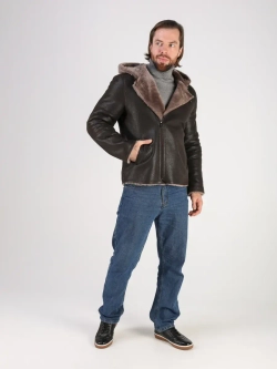 Дубленка зимняя куртка натуральная с капюшоном косуха