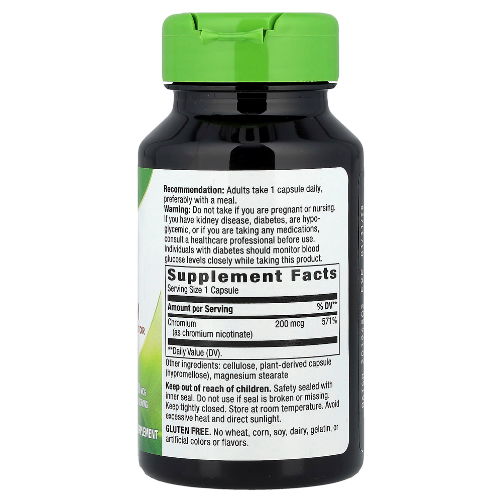 Nature's Way, хром (GTF), 200 мкг, 100 веганских капсул