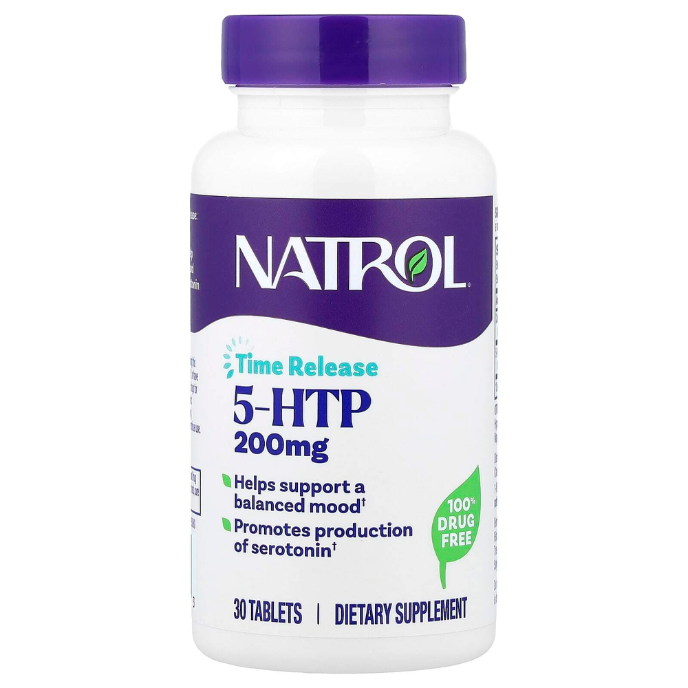 Natrol, 5-HTP, медленное высвобождение, 30 таблеток