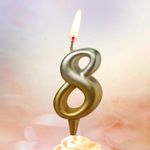 Свеча Цифра, 8, Золото/Серебро, Градиент, 8 см, 1 шт.
