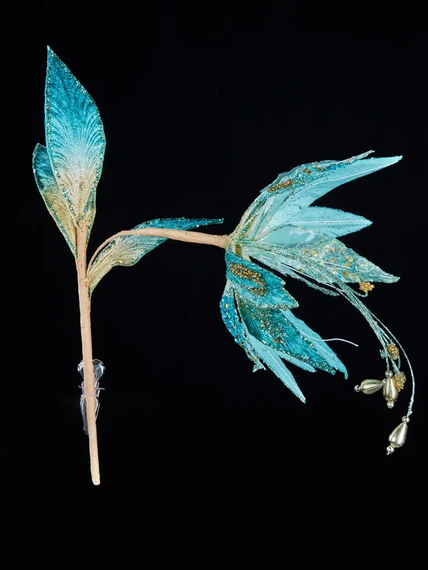 Декоративный цветок Стерлиции 41 см., бирюзовый, на клипсе, Christmas DeLuxe (88966)