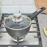 Ковш 1,2л Гранит black со съемной ручкой и стеклянной крышкой