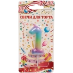 Свеча для торта Цифра Радуга «1» 6*4 см