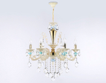 Подвесная люстра с хрусталем TR4923/6 GD/WH/BL золото/белый/голубой E14*6 max 40W D600*620