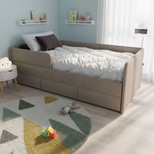 Кровать подростковая 180х90 см с бортиком и ящиком (капучино Беверли)