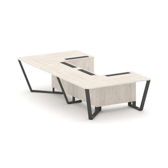 Steel Meet Стол переговорный П-образный KDK-PR.B.SP-07P Денвер Светлый/Металл Антрацит 1600*3200*750