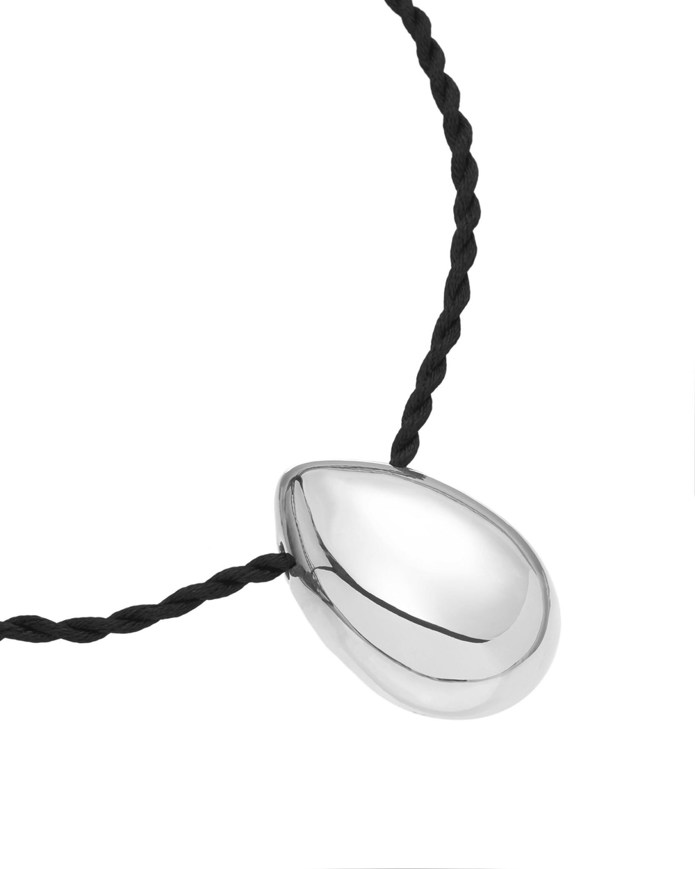 Подвеска крупный гладкий металл серебро, веревка