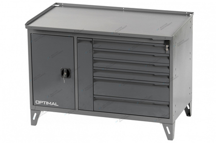 Верстак слесарный двухтумбовый, 7 серых ящиков OPTIMAL NW217 7012/7015