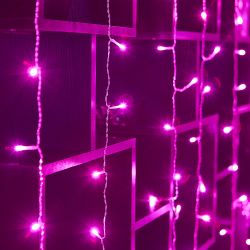 ULD-C3020-160-DTA PINK IP20 Занавес светодиодный. 3х2м. 160 светодиодов. Розовый свет. Провод прозрачный. TM Uniel