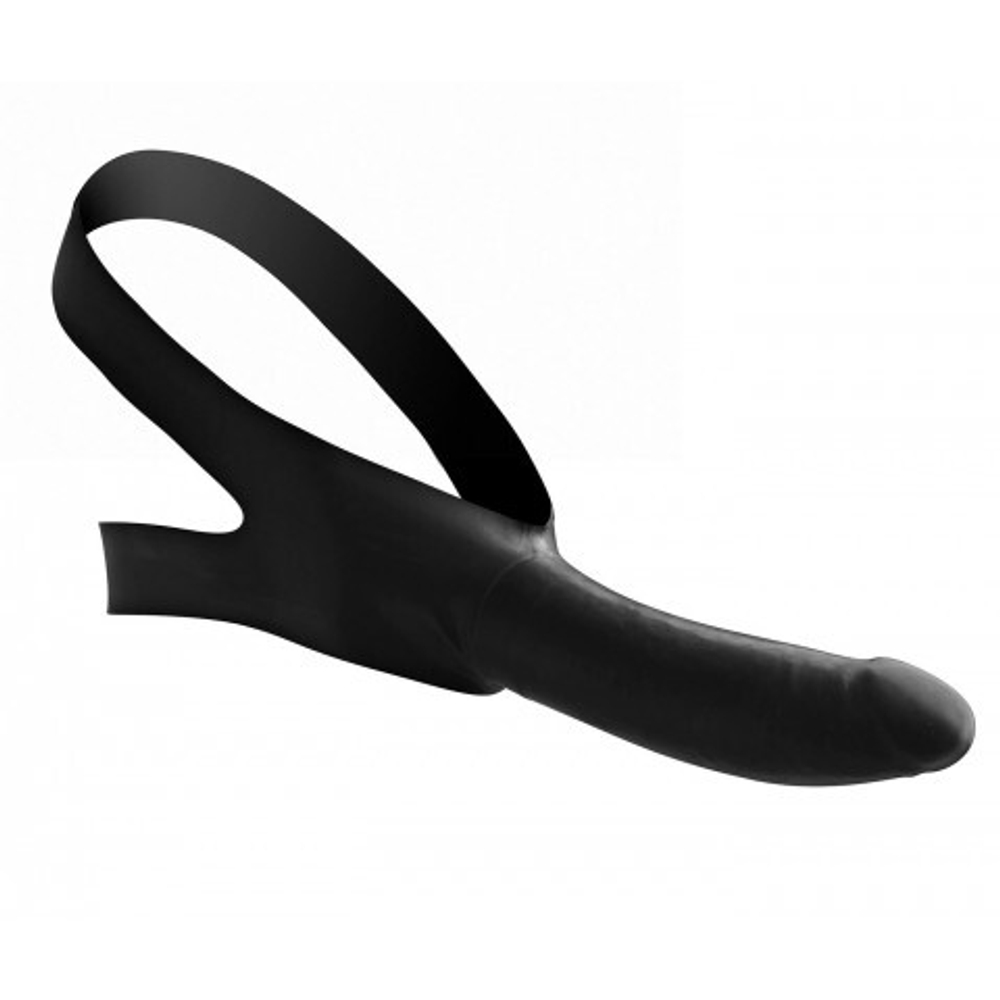 Страпон Face Fuk Strap On Mouth Gag, черный, 14 см