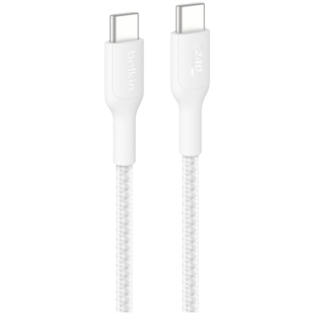 BELKIN C - C CBL 240W 2.0, BRAIDED PCR, 2M, WHITE
