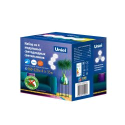 ULM-H77-3.5W-4000K WHITE SET4 Светильник светодиодный модульный. в составе набора из 4 шт. Сенсорный. Белый свет 4000К. БП в-к. 400Лм. TM Uniel