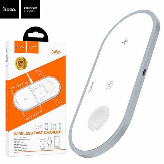 Беспроводное зарядное устройство CW24 Handsome 3 в 1 настольная зарядная станция HOCO