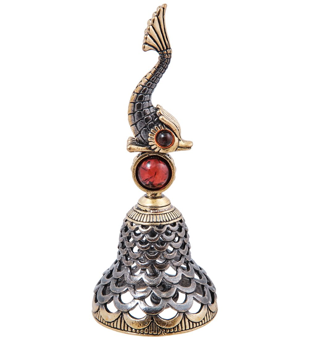 AM- 588 Колокольчик «Рыба Чешуя « (латунь, янтарь)