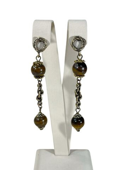 Серьги-пусеты тигровый глаз "Великолепный век"