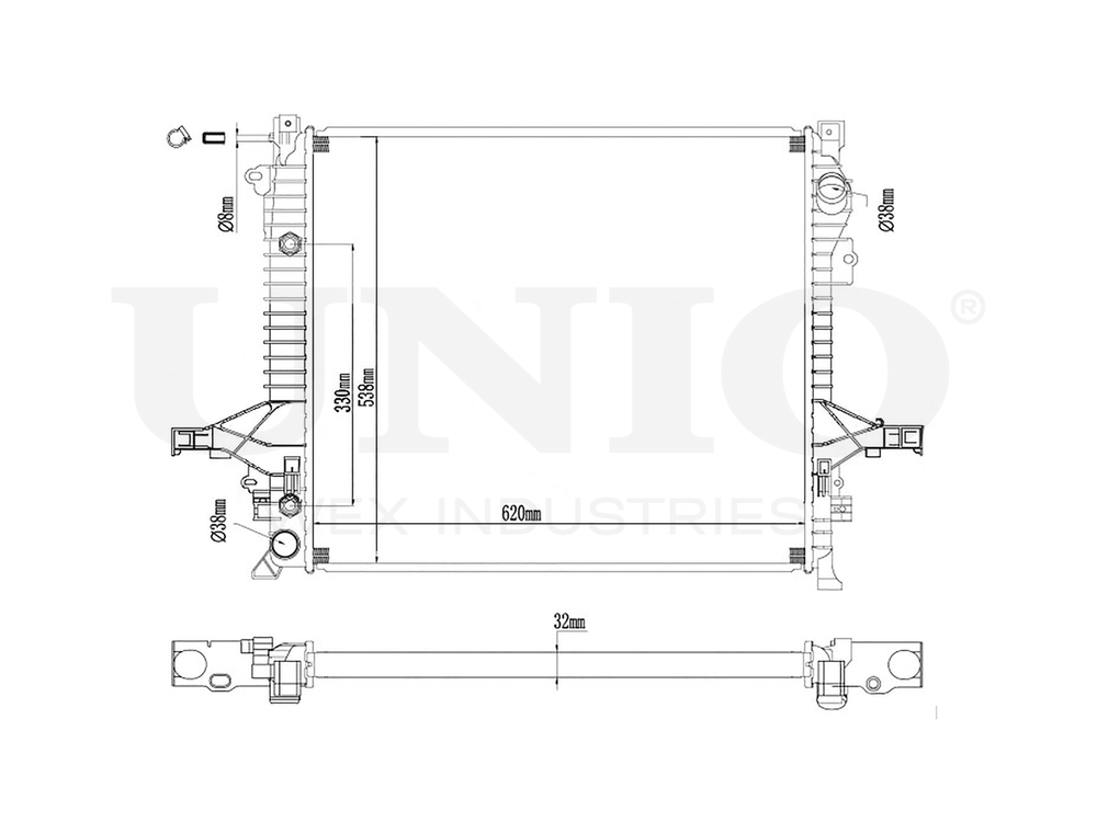 Радиатор охлаждения двигателя UNIO RAD-10031